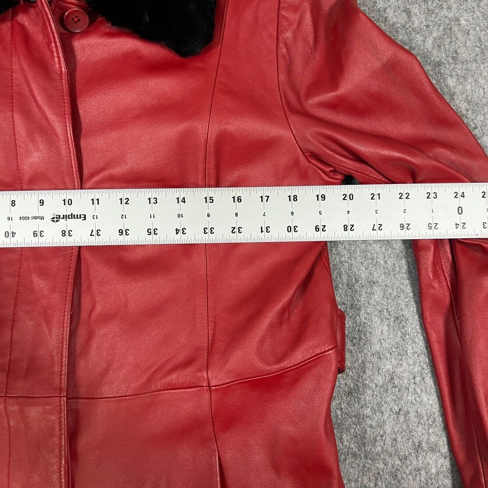 Valerie Stevens Women's Lamb Leather Jacket Large Red Removable Collar and Liner - Picture 11 of 11